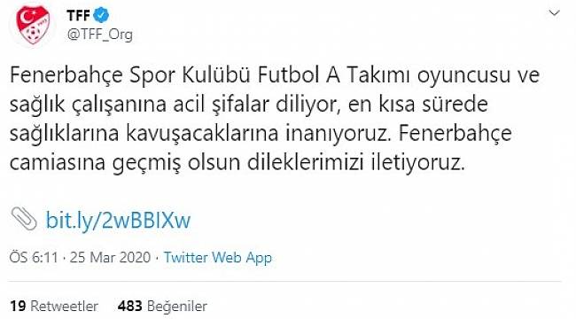 TFF'den Fenerbahçe'ye geçmiş olsun mesajı