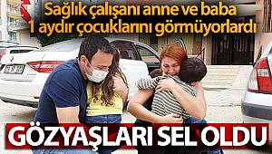 Sağlıkçı anne ve baba, 1 aydır görmedikleri çocuklarına gözyaşlarıyla kavuştu