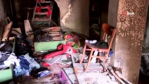 Patlamanın yaşandığı apartmanın içi görüntülendi