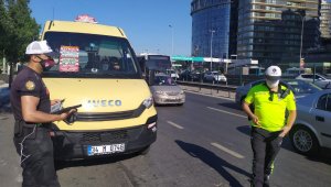 Minibüsler tek tek denetlendi