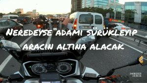 E-5 Karayolu'nda motosikletliye çarpıp kaçan sürücü trafikte terör estirdi