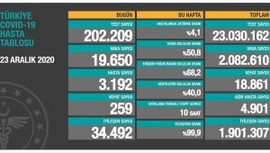 Son 24 saatte korona virüsten 259 kişi hayatını kaybetti