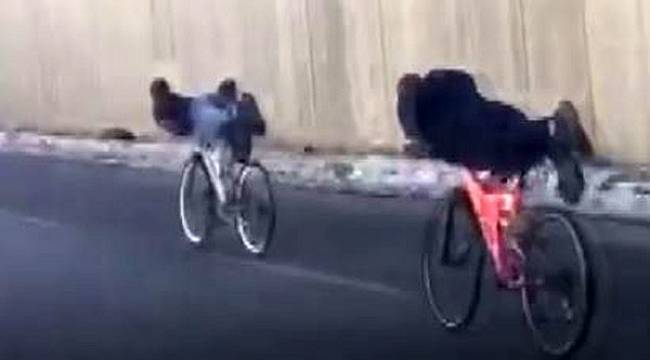 Kısıtlamaya uymayan çocukların bisikletle tehlikeli yolculuğu pes dedirtti