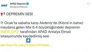 Akdeniz'de 6.4 büyüklüğündeki depremin ürkütücü sesi kaydedildi