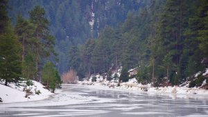 Kargaçayırı Gölü buz tuttu