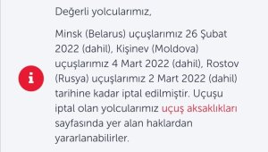 THY'nin Rostov, Minsk ve Kişinev seferleri iptal edildi