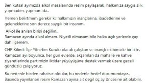 CHP'li üyenin "alkollü iftar" fotoğrafı ortalığı karıştırdı