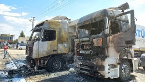 Mardin Galericiler Sitesi'nde çıkan yangında 2 tır, 1 kamyon yandı, 3 kişi yaralandı